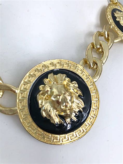 black gold versace necklace lion|versace medusa choker necklace.